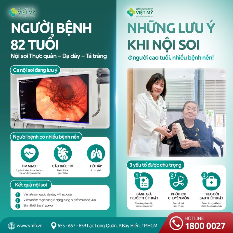 Bệnh nhân 82 tuổi nội soi tiêu hóa